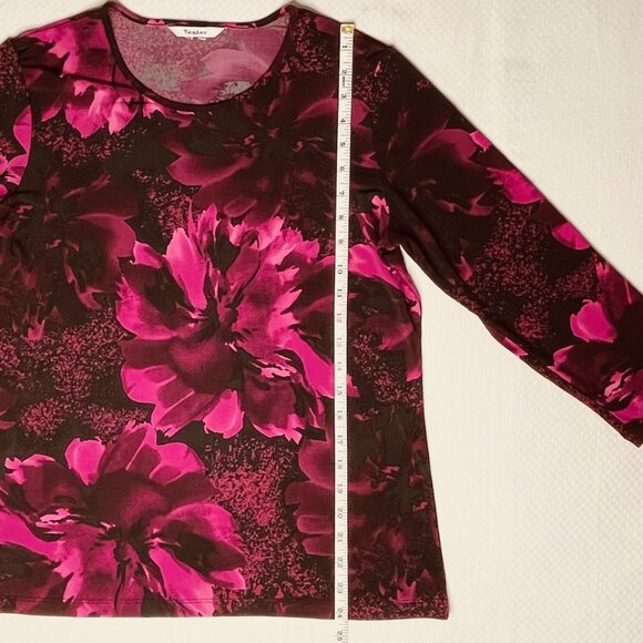Tanjay Fuchsia and Black Floral Print Top – Size Medium - Picture 6 of 9